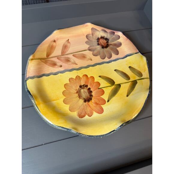 Italian Pottery Hand Painted Floral Dinner Plate - Picture 2 of 4